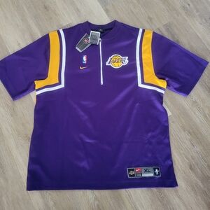 NWT Lakers Nike Warm Up Shooting Shirt- short sleeve.  SIZE XL.